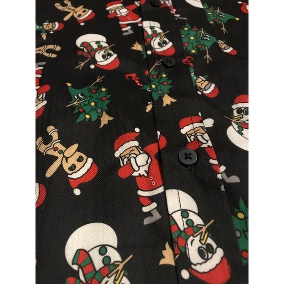 George Mens M Christmas Novelty Button Up Long Sleeve Shirt Santa  Snowman Print - Picture 4 of 15